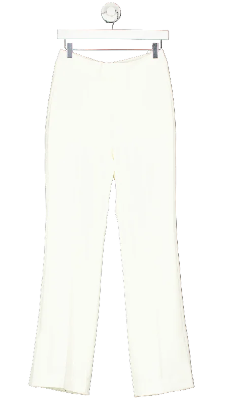 Tie For Her Cream Creamy White Mid Waisted Slightly Flared Trousers UK M