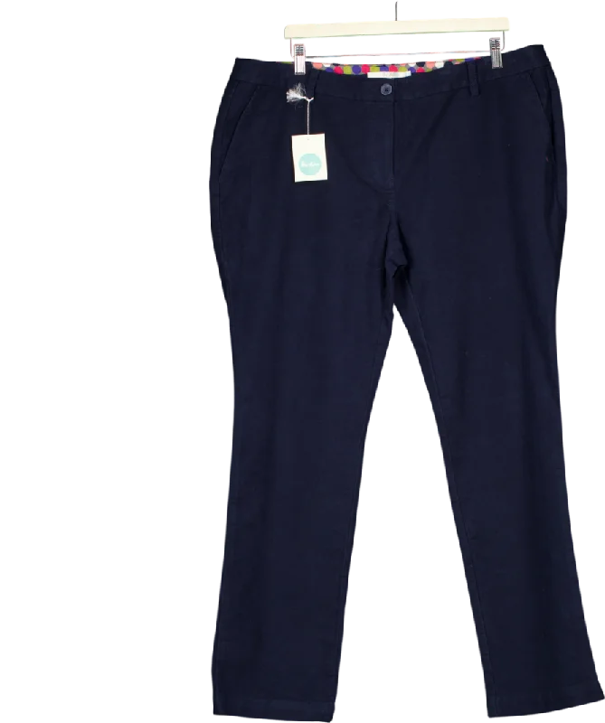 Boden Blue Cotton Straight Leg Trousers UK 20