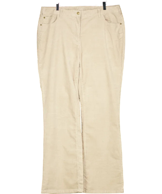 Boden Beige Corduroy Bootleg Trousers Long UK 18