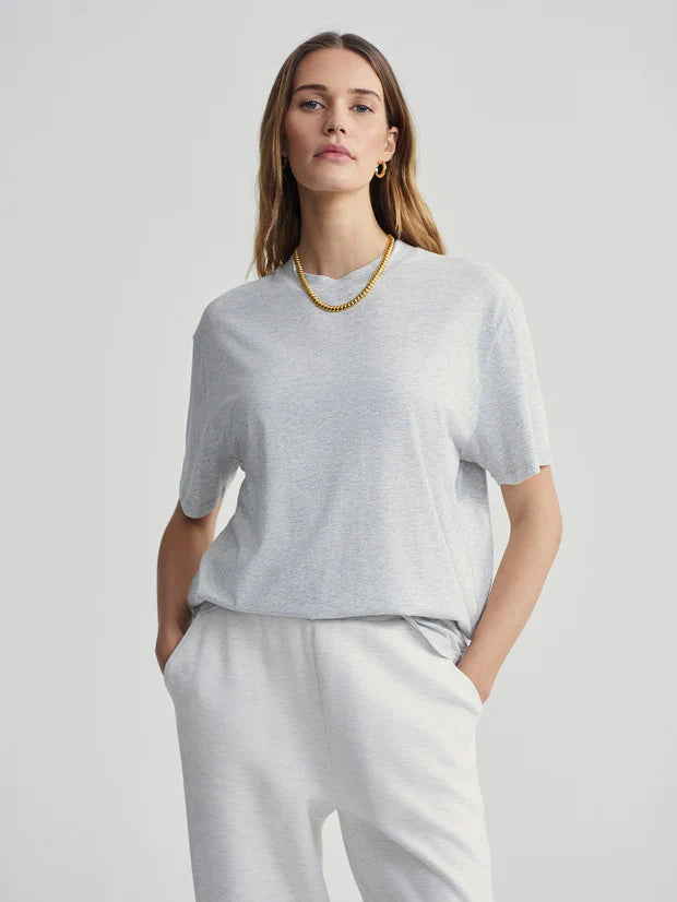 Leighton Boyfriend Tee -  Light Grey Marl