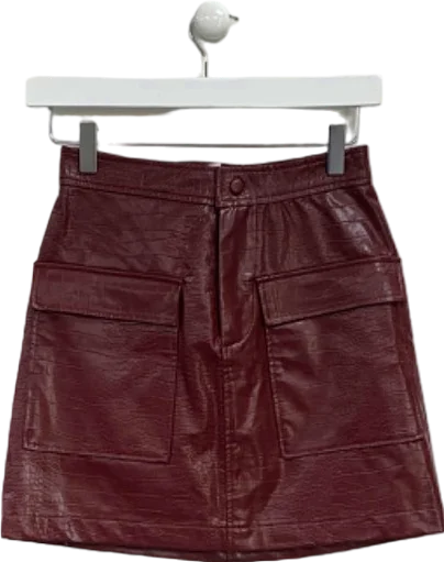 Steve Madden Burgundy Faux Leather Mini Skirt EU 24