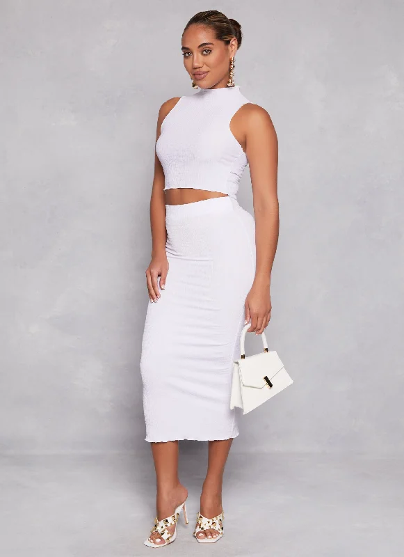 Textured Knit Midi Skirt