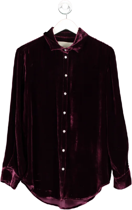 Asceno Purple London Velvet Pajama Top UK S