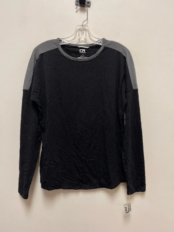 Athletic Top Long Sleeve Crewneck By Cutter And Buck In Black, Size: L