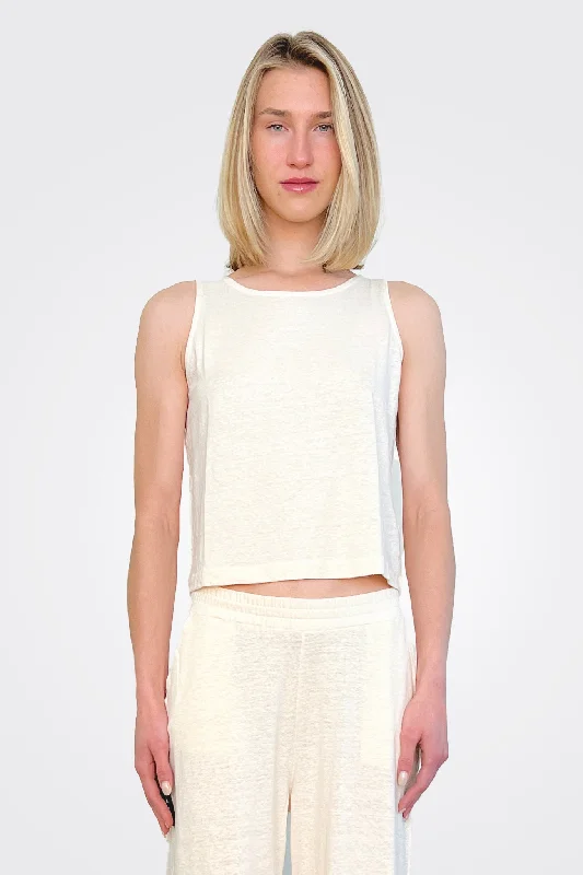 Button Back Tank - Ivory