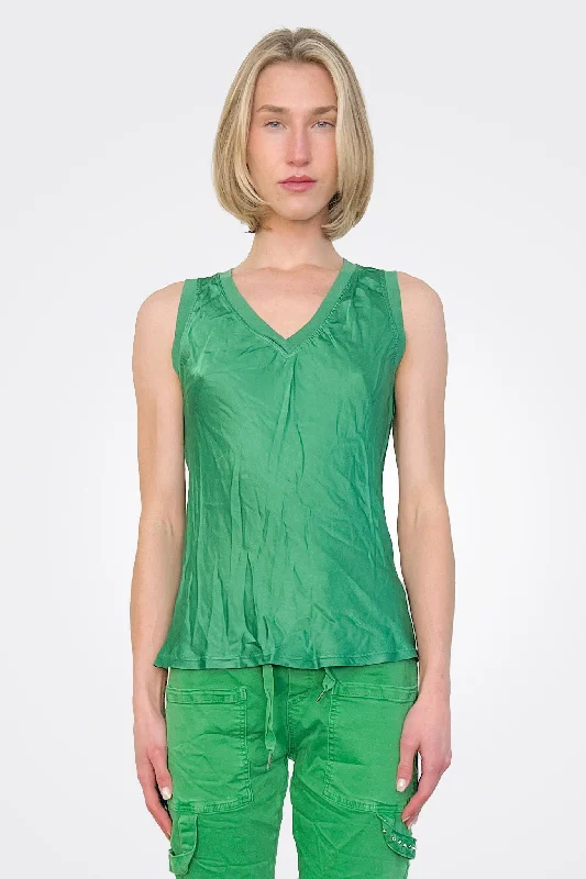 Satin Cotton Tank - Green