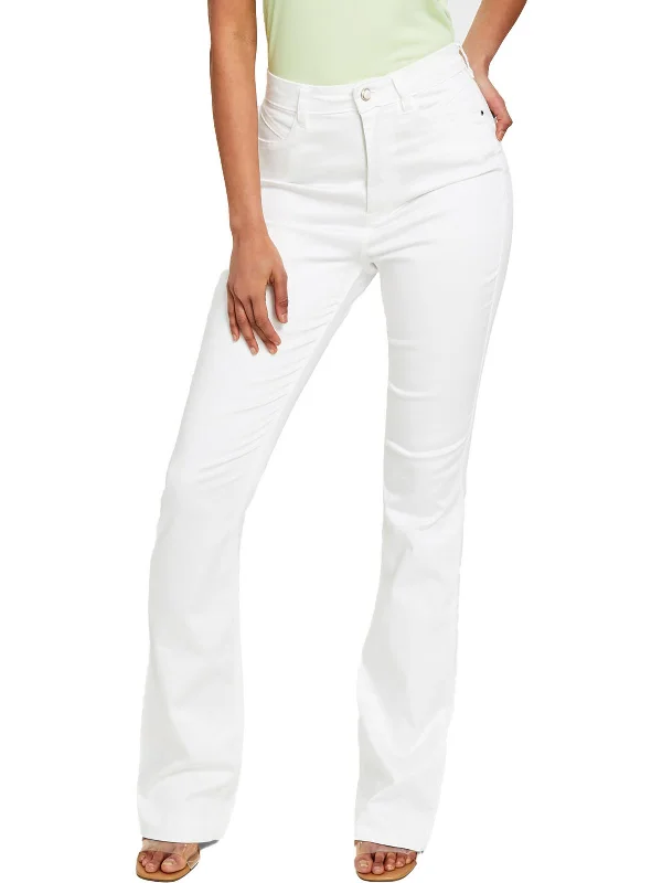 Womens High Rise Knit Flared Jeans