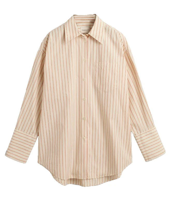 Oversized Poplin Striped Shirt - Linen