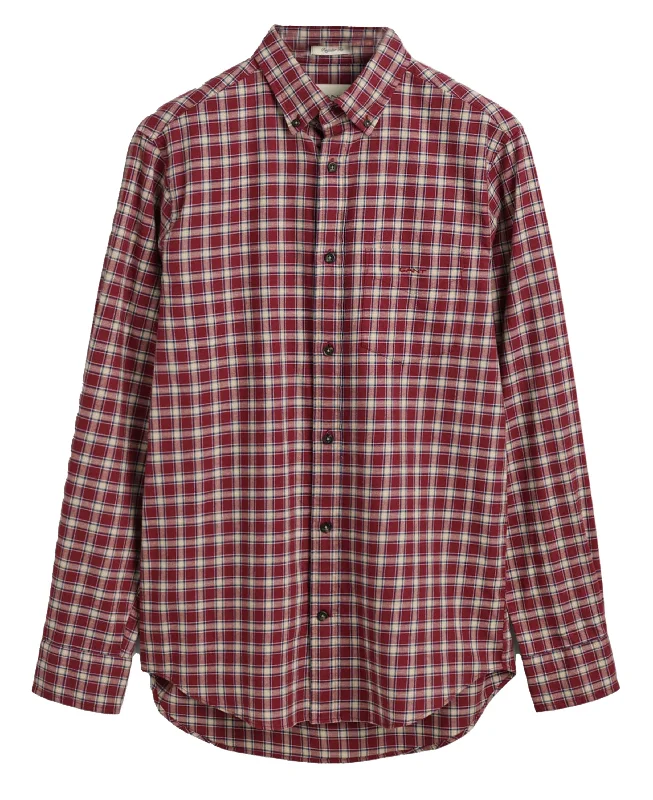 Reg Micro Tartan Flannel Shirt - Plumped Red