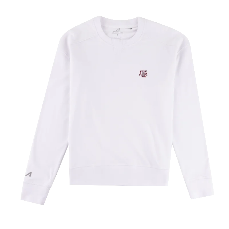 Texas A&M Antigua Forward Crewneck Buffed Fleece Sweatshirt