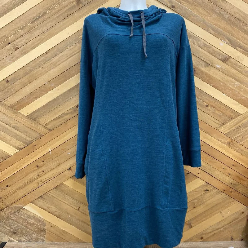 Toad & Co - Women's Hooded Sweater Dress - MSRP $185: Teal Blue-women-XL