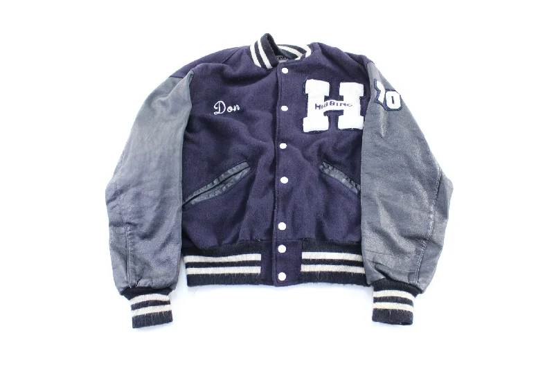 Vintage Hibbing Navy Blue Letterman Varsity Jacket