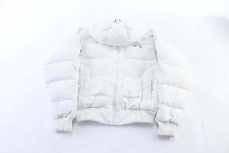 Women's The North Face Embroidered Logo White Puffer Jacket