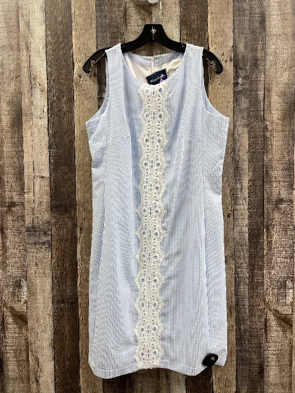 Blue & White Dress Casual Midi Pappagallo, Size M