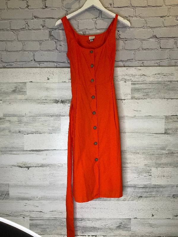 Orange Dress Casual Midi A New Day, Size S