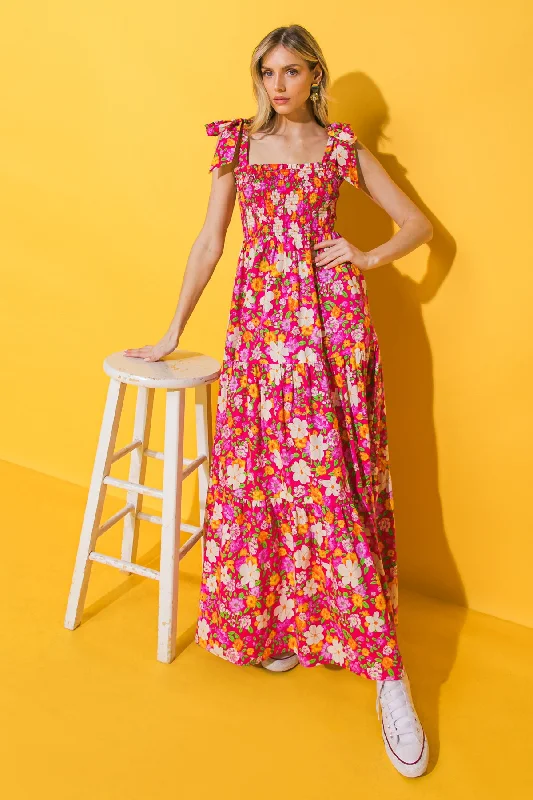 BEAUTIFUL ESSENCE FLORAL WOVEN MAXI DRESS