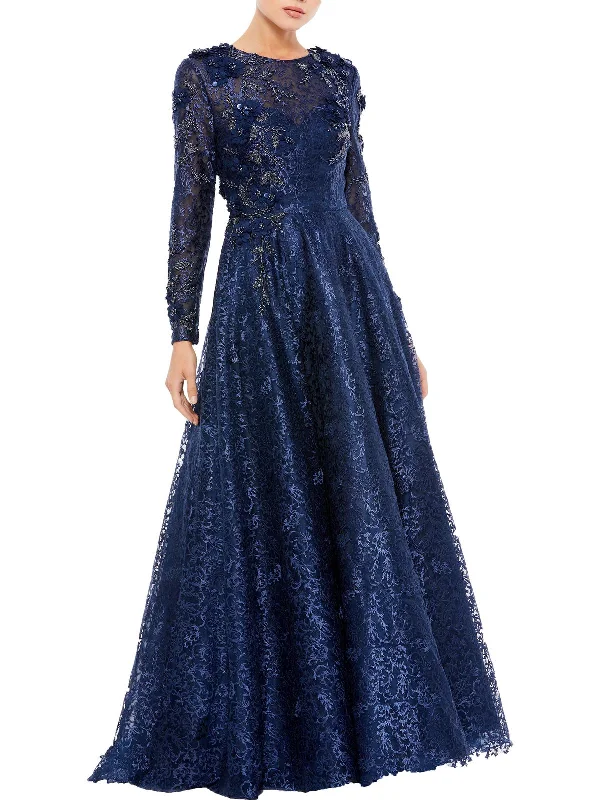 Womens Lace Long Evening Dress