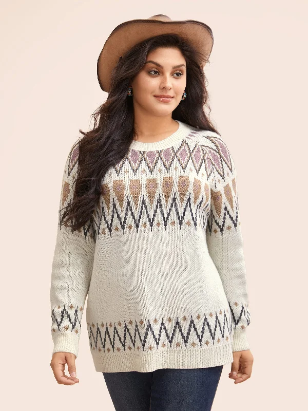 Fair Isle Jacquard Crew Neck Pullover