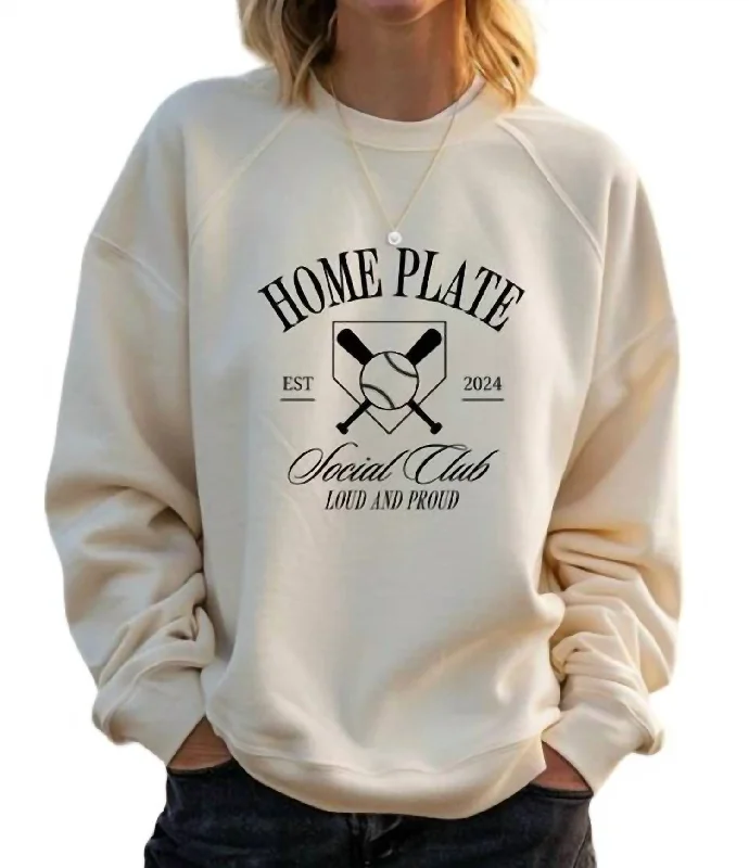 Homeplate Social Club Crewneck Sweatshirt In Cream