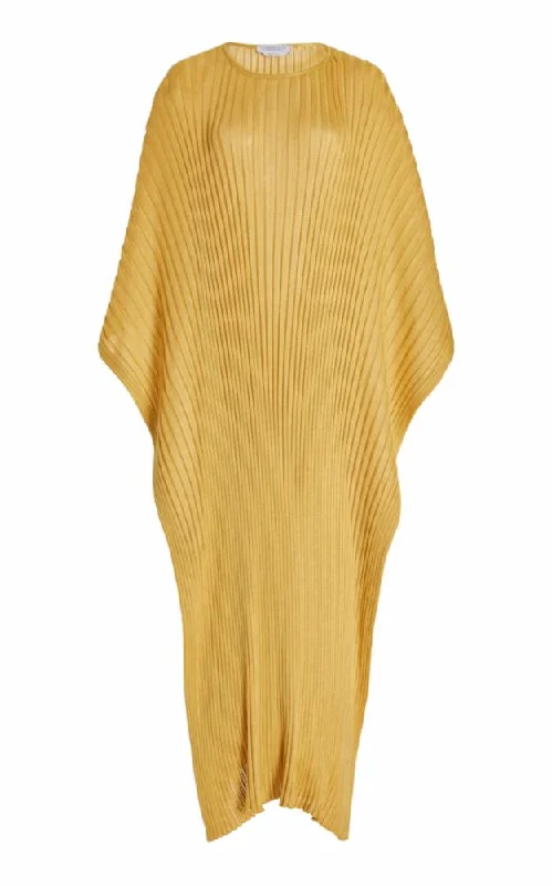 Taos Knit Poncho in Gold Silk